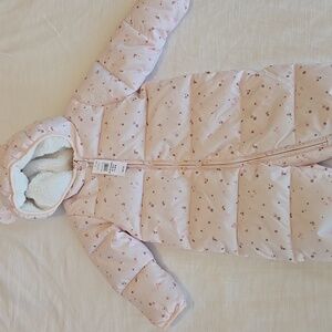 Baby GAP Girls Hooded Flowers Footed Snowsuit